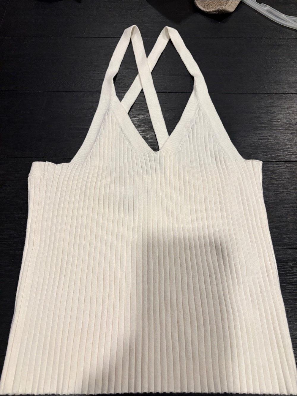 Banana Republic Cream Ribbed Cross-Back Tank